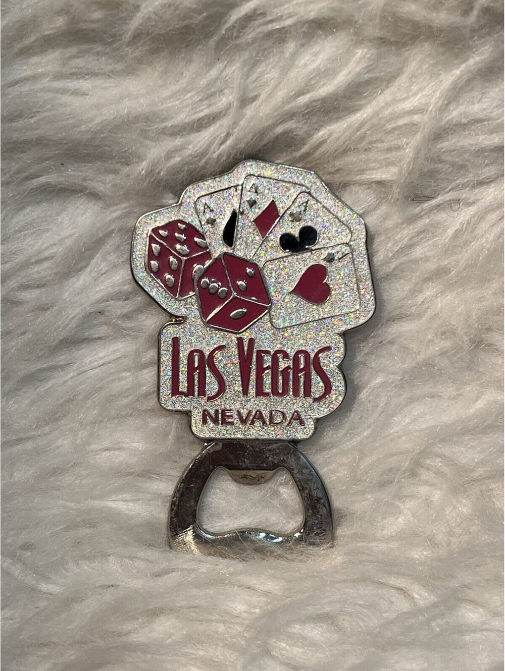 Glittery Las Vegas Bottle Opener magnet